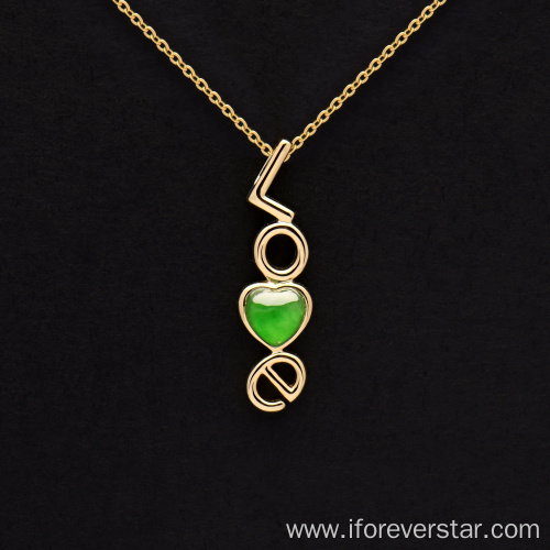 18K Yellow Gold Icy Jadeite Pendant